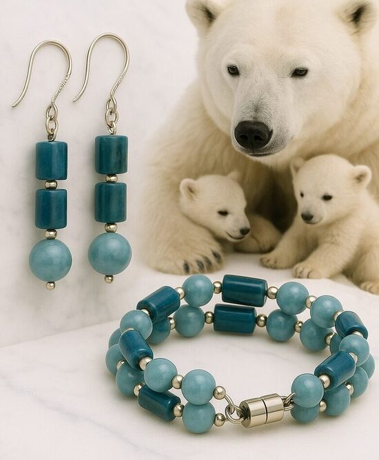 Dabīgo pērļu rotu komplekts "Polārais sapnis"